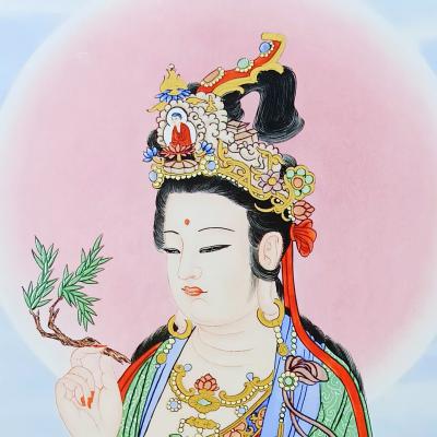 TRANH SỨ KHUNG GỖ – QUAN THẾ ÂM BỒ TÁT